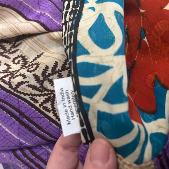 100% Silk Wrap Maxi Skirt Made in India Reversible Boho Colorful Gypsy - Picture 10 of 11